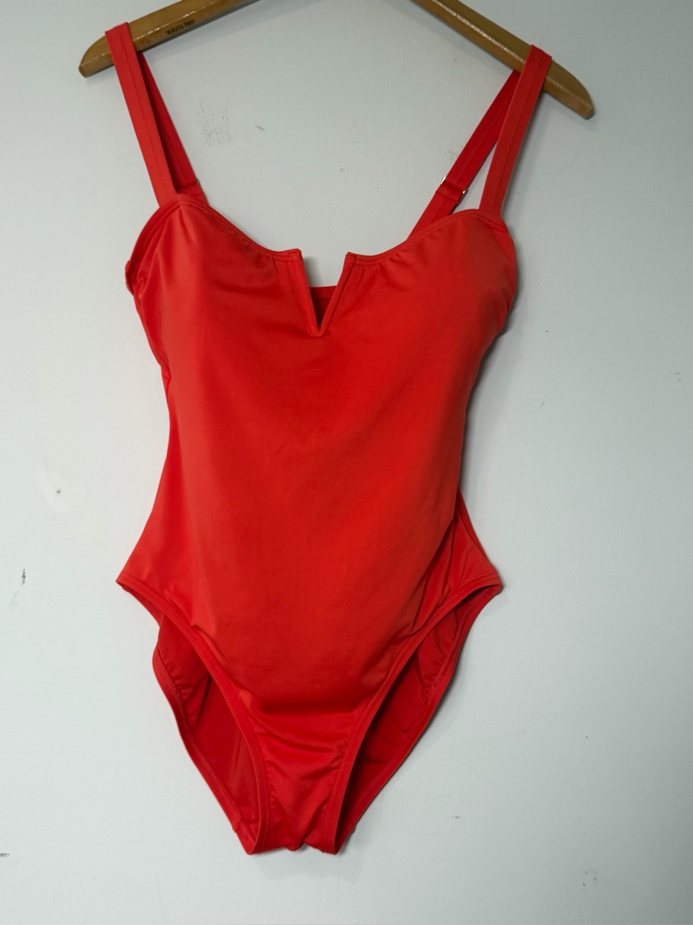 Vince Camuto Orange/Red V-Notch One-Piece Swimsuit